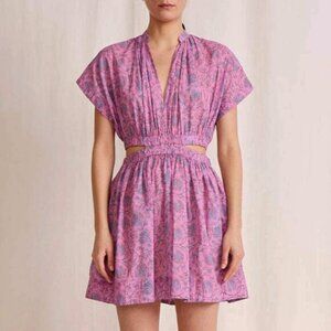 New Apiece Apart Pola Cut-Out Floral Cotton Mini Dress Pink L $345